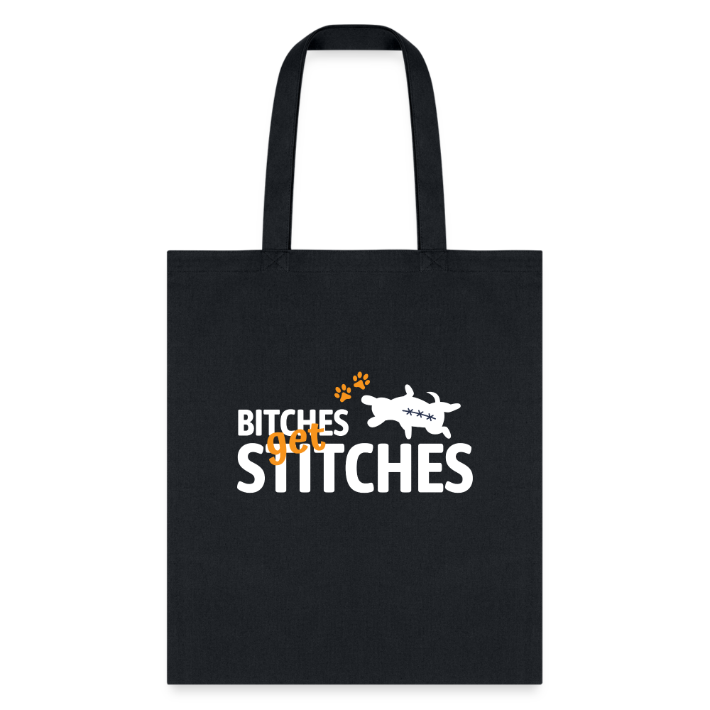 Bitches Get Stitches Tote Bag - Funny Graphic Print Cotton Canvas Shoulder Bag