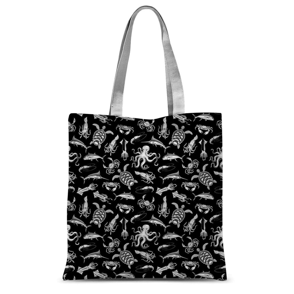 Sea World Black Pattern Classic Sublimation Tote Bag