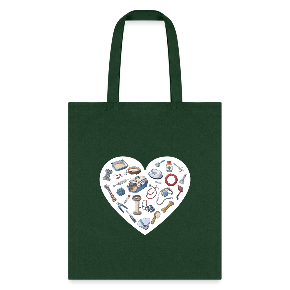 Veterinary Heart Cotton Tote Bag - Reusable Eco-Friendly Shopping Tote